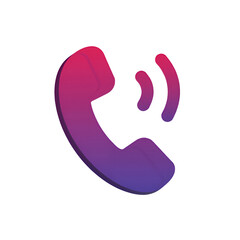 Ringing Phone Icon, Pink-Purple Gradient, Transparent Background
