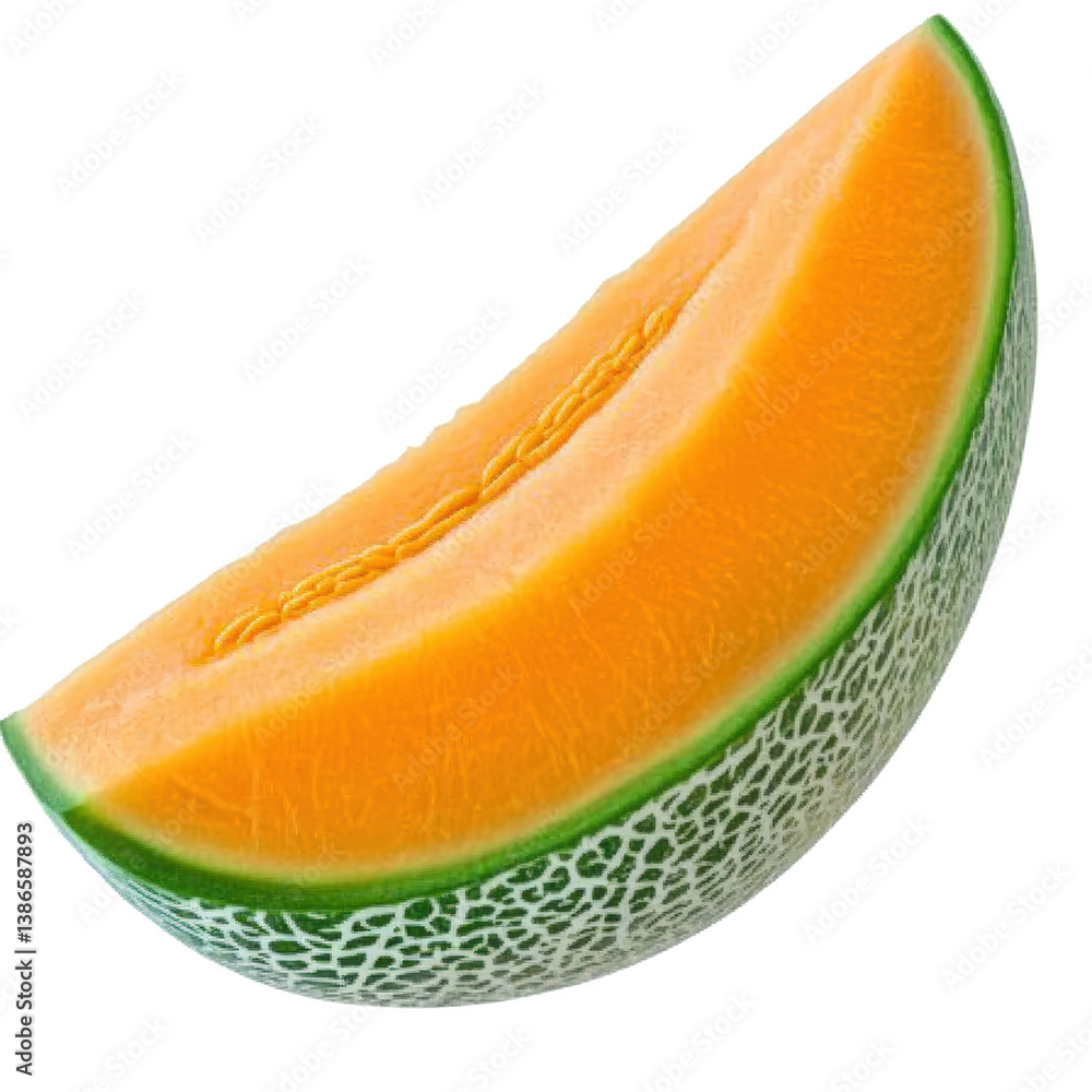 Poster delicious slice of melon displayed on a cutting board with bright colors and freshness captured in t