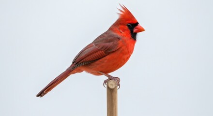 Red northern cardinal isolated on white background