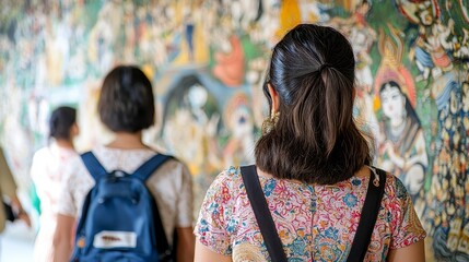 Obraz premium Visitors Admiring Wall Art