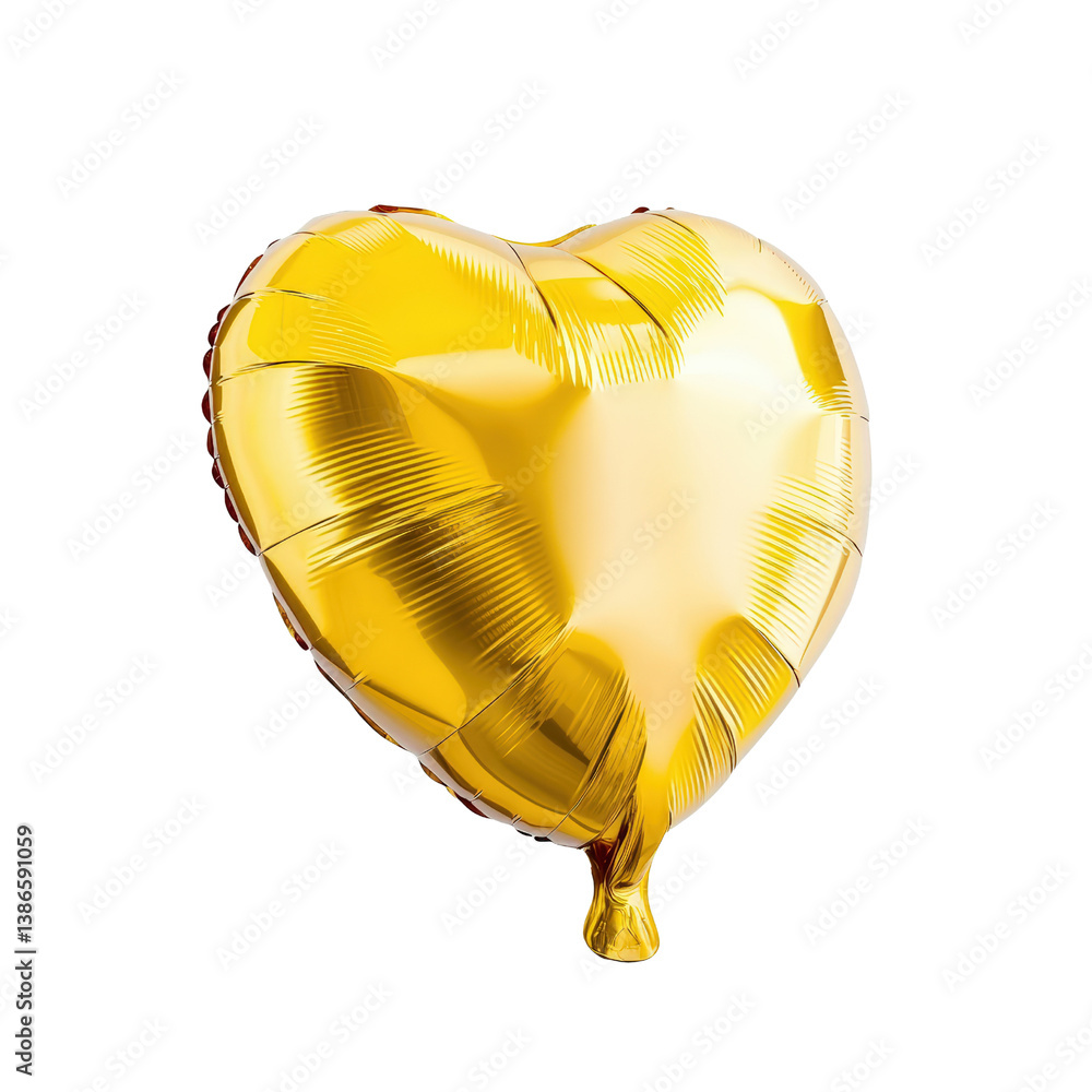 Poster shiny gold heart balloon floating gracefully against a soft background creating a joyful atmosphere 