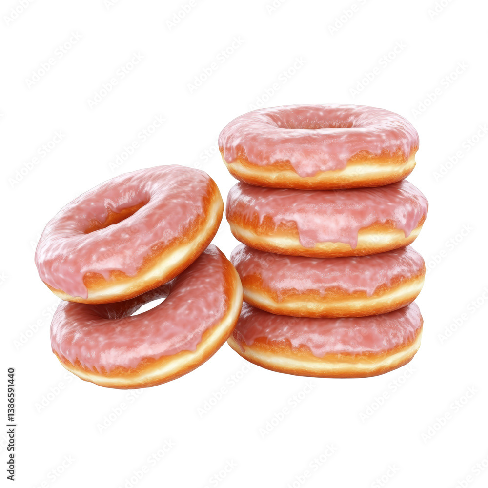 Poster an irresistible stack of colorful donuts glazed with sweet toppings against a light background for a