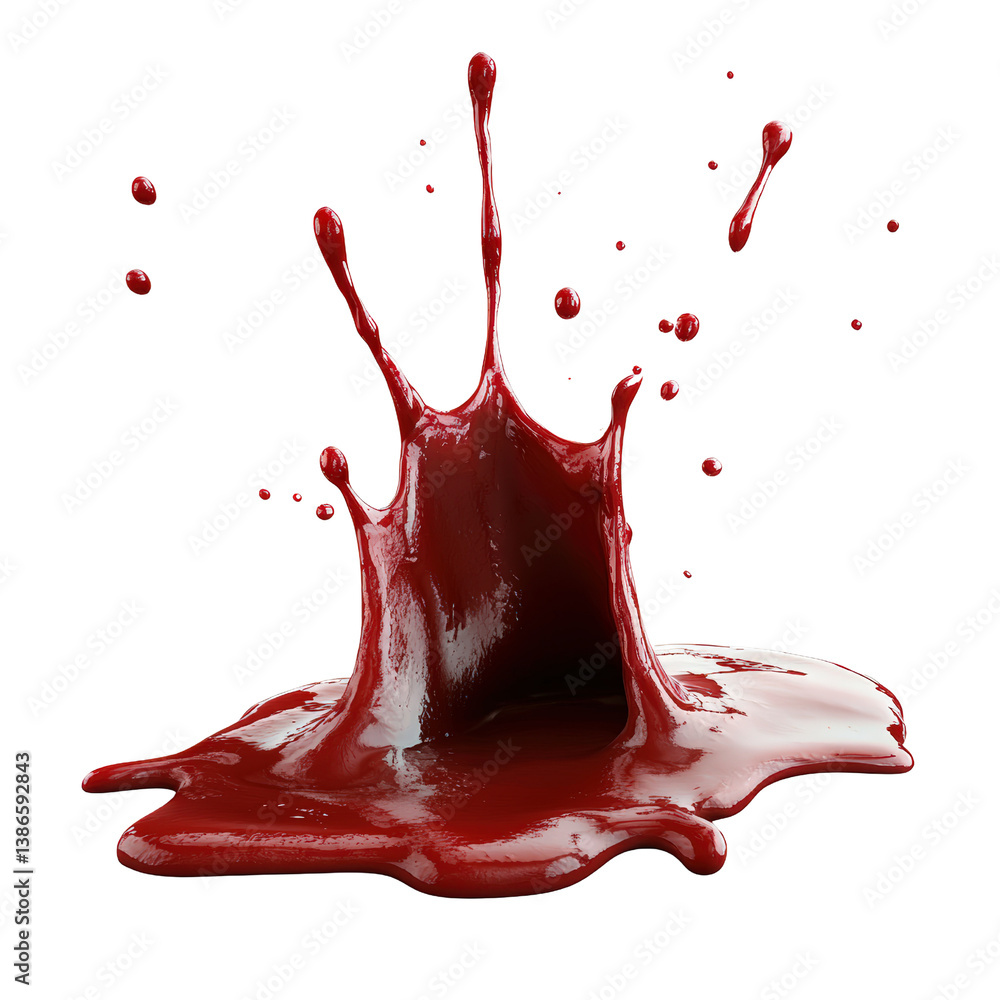 Poster dramatic splash of red liquid captured in motion against a solid black background creating a strikin