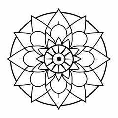 The black and white designs are based on geometric mandalas, an abstract ornamental style with radial symmetry.