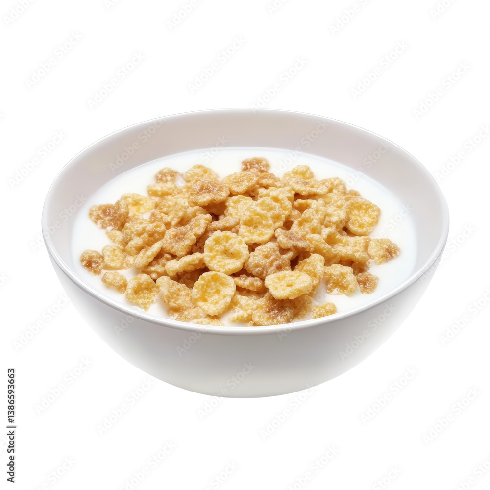 Poster bowl of colorful cereal on a bright table with milk ready for a nutritious breakfast offering a chee