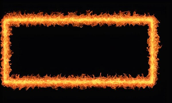 Fiery frame glows with orange flames, contrasting with the black background. Perfect for adding a dynamic element to any project