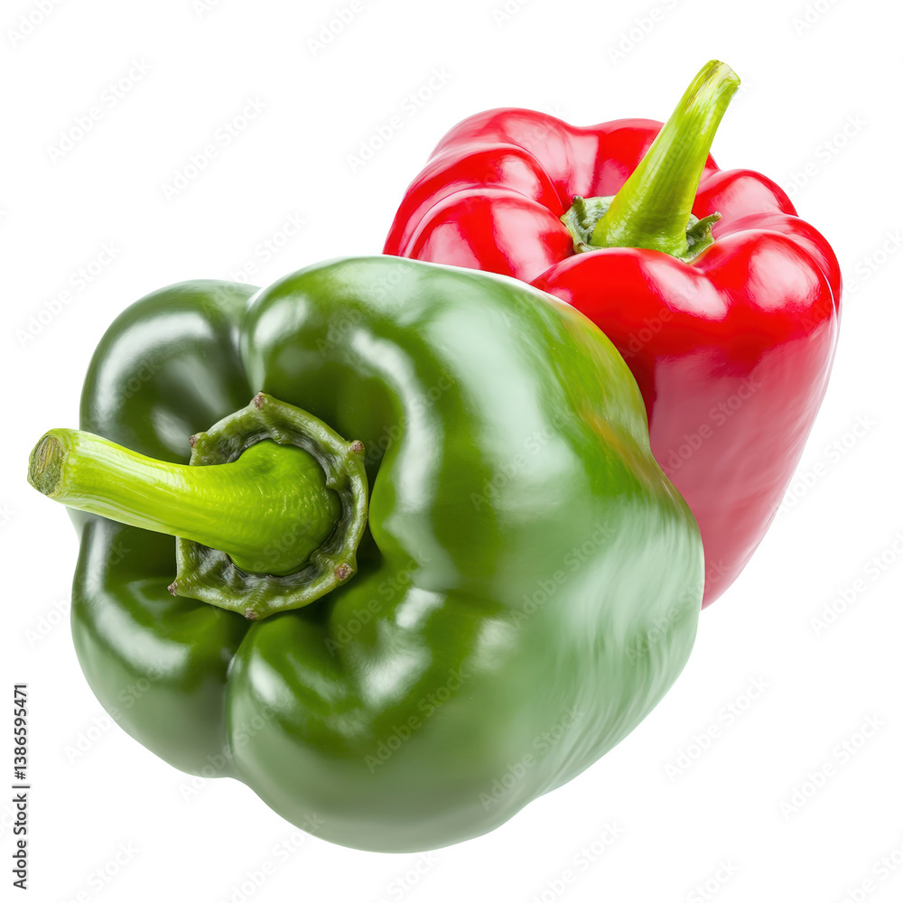 Aufkleber vibrant pair of colorful peppers displaying a range of shades and textures perfect for culinary use 