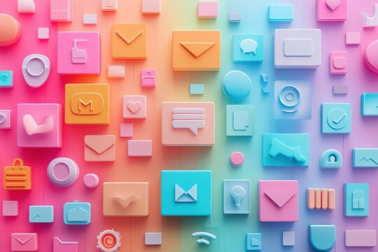 Colorful 3D Social Media Icons Background Design