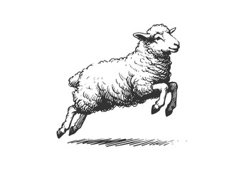 Merino Sheep hand drawn sketch vector illustration