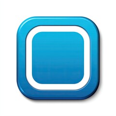Blue Glossy Square Icon with Rounded Corners on White Background