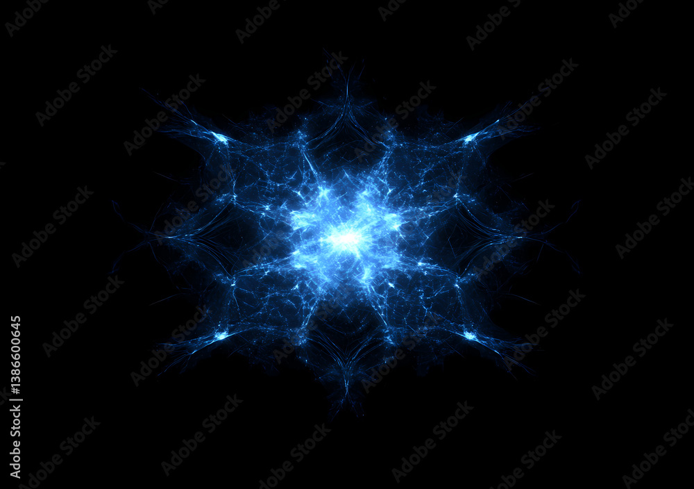 Poster luminous abstract: a captivating, symmetrical composition showcases an intricate network of radiant,