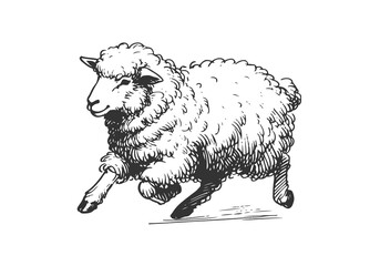 Merino Sheep hand drawn sketch vector illustration
