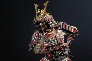 Traditional Samurai Warrior Attempting to Draw the Katana, Side View, 3D illustration.