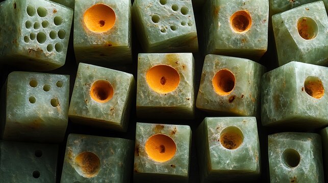Extreme Detail of Jade Carving with Visible Tool Marks and Unique Patterns at 1000x Magnification
