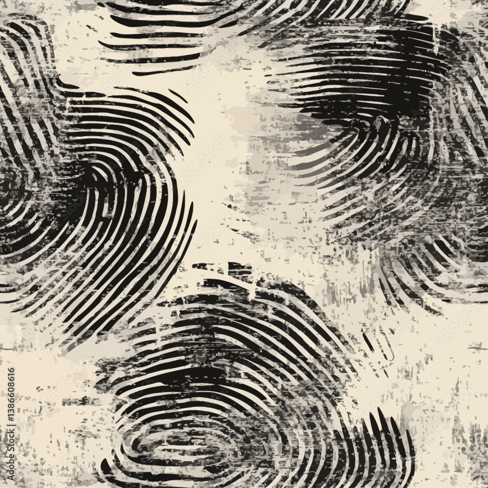 Poster abstract fingerprint pattern in monochrome