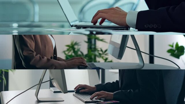 Collage video of various computer usage scenes
