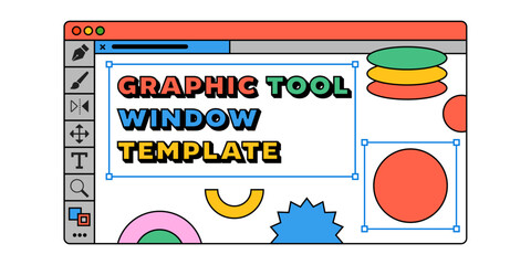 Vector Art of Digital Design Application Window with Drawing Tools
