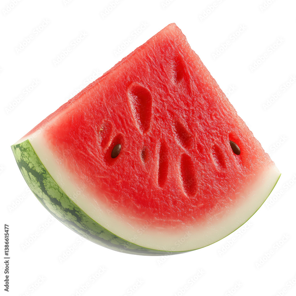 Poster refreshing slice of watermelon with juicy red flesh and dark seeds perfect for summer picnics and he
