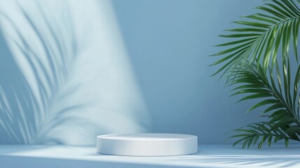 Light, pastel, modern, product, display, backdrop, minimal, palm leaves