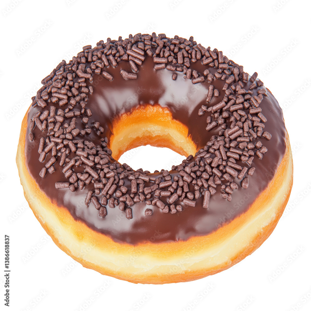 Aufkleber delicious chocolate covered donut displayed on a neutral background capturing the tempting sweetness