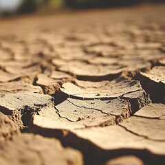 Obraz premium Dry cracked earth, close-up view