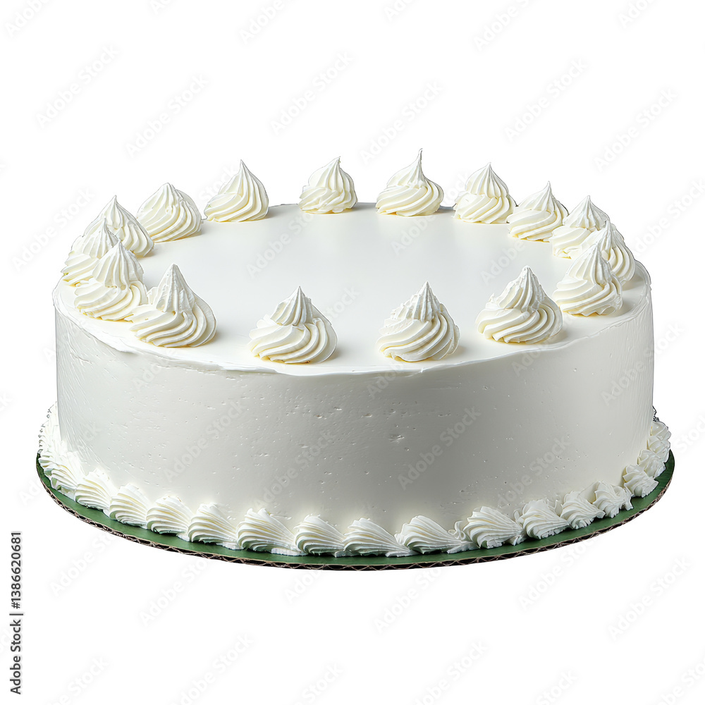 Aufkleber elegant cake with smooth white frosting topped with decorative elements on a simple clean background
