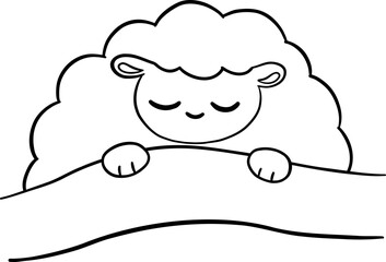 Cute Sheep on Bed Outline