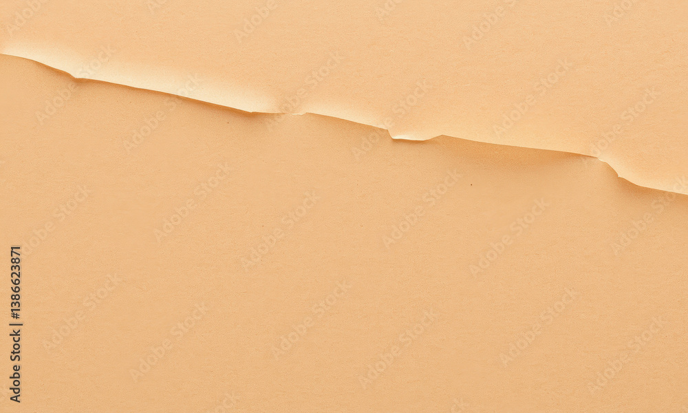 Poster close up view of torn kraft paper showcasing its textured surface and warm beige color, perfect for 