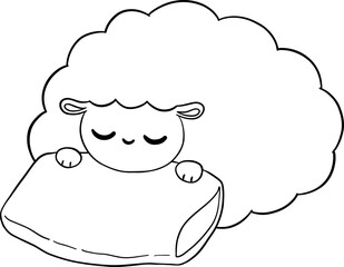 Cute Sheep on Pillow Outline