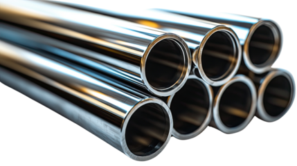 Metallic Pipes: Industrial-grade metallic pipes arranged, showcasing their durable construction and polished surfaces in a striking display of precision and design.