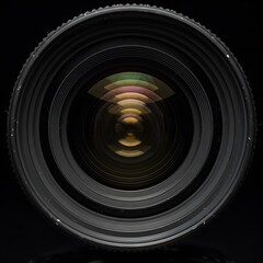 Camera lens close-up, professional photography equipment,  Close-up of a digital camera.telephoto zoom lens, Large copyspace, 
