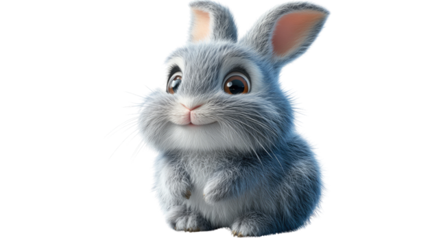 Fluffy Bunny's Charm: A close-up studio shot of an endearing fluffy bunny. It captivates with its captivating expression and fluffy texture, promising a heartwarming addition to any collection.