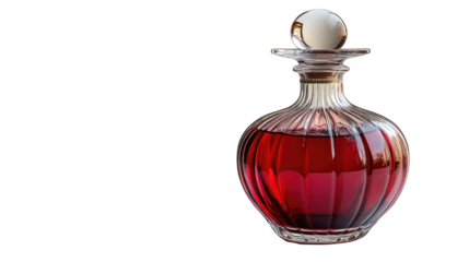 Decanter of Red Essence: A classic glass decanter, brimming with a vibrant red liquid, evokes a sense of luxury and sensory experience, perfect for a variety of thematic contexts.