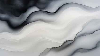 Black and White Ink Flow Abstract Background