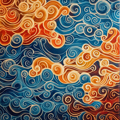 Interwoven Thai pattern resembling the rhythm of wind and water.
