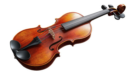 Fototapeta premium Vintage Violin's Artistic Whispers: This image showcases an exquisite vintage violin, poised to sing its soulful tune. From the wood grain to the bridge.