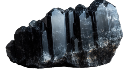 Black Tourmaline: A captivating close-up reveals the dark allure of a raw black tourmaline specimen, with its natural crystal formations, reflecting the light 