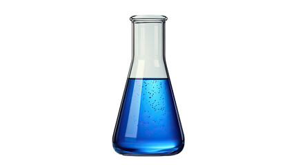 Scientific Solution: The vibrant blue liquid contained within a conical flask, hinting at scientific precision and the pursuit of knowledge in a laboratory setting.