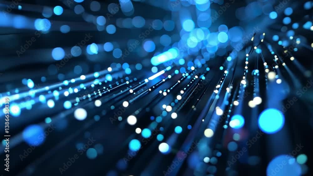 Poster dynamic blue light particles an abstract background of depth and movement in digital technology desi