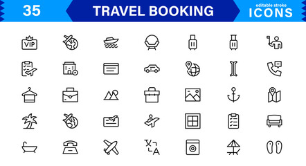 Streamline Travel Booking with Icon Designs for Reservations, Flights, and Travel Plans. Perfect for Websites, Apps, and User Interfaces in the Travel Industry.