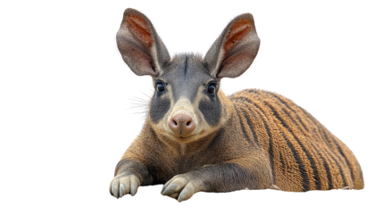Hybrid Creature with Large Ears: A unique creation, this hybrid animal features large, expressive ears and distinctive striped markings, a testament to imaginative artistry.