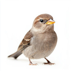 Fototapeta premium Curious sparrow perched against a bright background