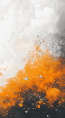 A painting of orange and white with a lot of texture. The texture of the painting adds depth. Overall