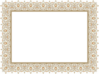 Vector illustration for arabic floral frame. Traditional Islamic design. Suitable for use as mosque decoration elements, backgrounds, calligraphy. Elegance with the text input area in the center