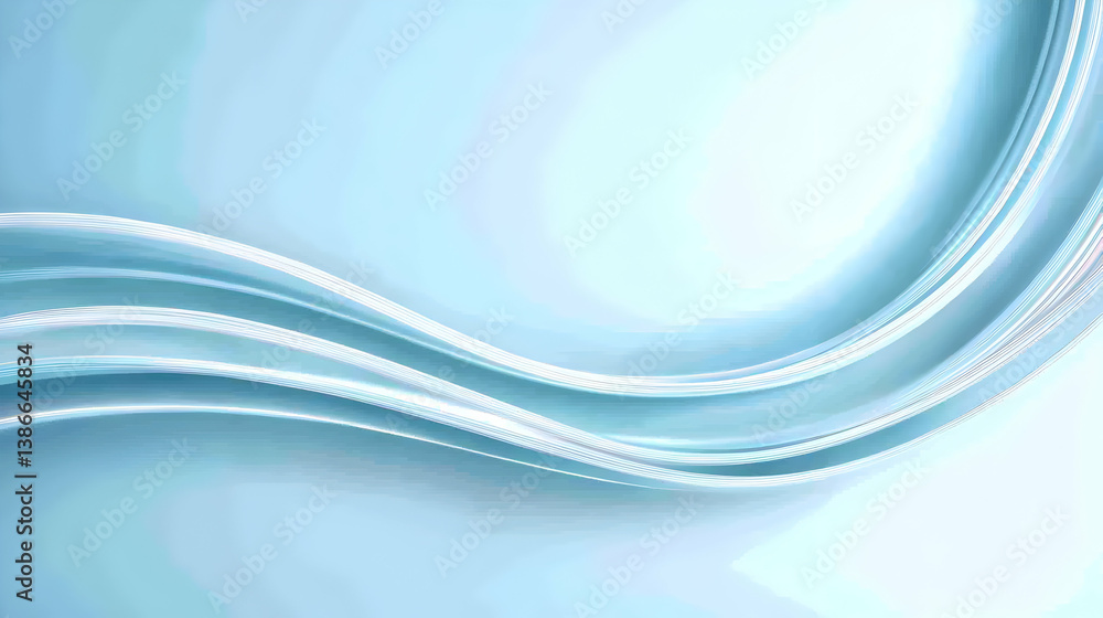 Poster abstract blue wave background with smooth curves and soft light