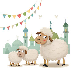 Eid ul Adha celebration with cards sheeps