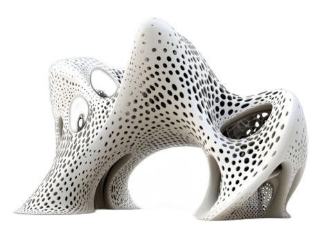 Japanese-inspired minimalist home with sliding paper screens, wooden verandah, and zen rock garden, isolated on white background