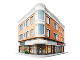 Japanese-inspired minimalist home with sliding paper screens, wooden verandah, and zen rock garden, isolated on white background