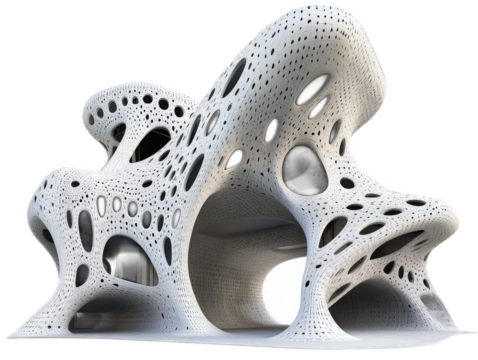 Japanese-inspired minimalist home with sliding paper screens, wooden verandah, and zen rock garden, isolated on white background