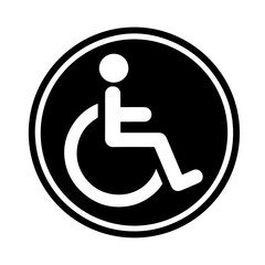 Black and White Person on Wheelchair Icon Vector Art